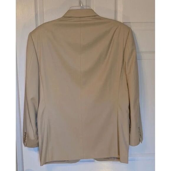 Jones New York 2 Piece Suit Mens 38R 33X26 Tan Wool Silk Blend Trendy Trousers - Picture 3 of 10